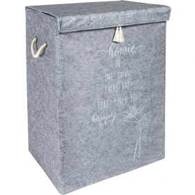 Resim ALAS Keçe Kapaklı Mega Kutu Çamaşır Sepeti Eşya Saklama Kutusu Gri 