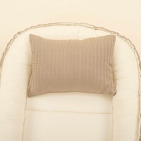 Resim Babynest ve Yastık - Çift Taraflı - Taş Örgü - Krem Muslin 