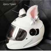 Resim Gaojunshop01 2 Adet Beyaz Kedi Kulagi Motosiklet Kask Aksesuari Yapistirmali Polar Süs 