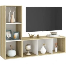 Resim T Designo Tdesıgno Onur Kitaplıklı Televizyon Sehpası - Ünitesi -Kitaplık-Meşe Beyaz 120 cm 6 Raflı 