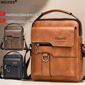 Resim Yeni Erkek Çantası, Messenger Çantası, Omuz Çantası PU Malzeme ile Yapılmıştır, Büyük Kapasiteli Tasarım ile Özelliktedir. Vintage Dikey Elde Taşınan İş Casual Çantası Erkekler için, Eşler veya Arkadaşlar için Sevgililer Günü Hediyesi olarak Mükemmel. 