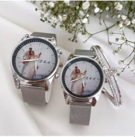 Resim Gümüş Renkli Sevgili Çift Kol Saatleri Gümüş 