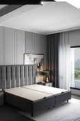 Resim MAD Home Gri Çift Kişilik 180x200 Güçlendirilmiş Çelik Baza Başlık Takım MDSR01BB 