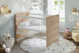 Resim BW - 1026 Pratik Kademeli Tekerlekli Bebek Beşik Ahşap 60x120 