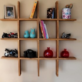 Resim Wooden City Ahşap Raf Dekoratif Kitaplık Süs Eşya Rafı 