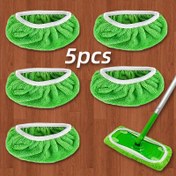 Resim 5'li Paket Yeniden Kullanılabilir Mop Pedleri: Yıkanabilir, Dayanıklı, Yüksek Emicilik, Kuru ve Islak Temizlik için Uygun, Beyaz Kenarlı Yuvarlak Tasarımlı Gri Polyester, Verimli Zemin Bakım Aracı | Detaylı Yüzey | Yüksek Emici Malzeme 