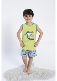 Resim Confeo Erkek Çocuk Kalın Askı Şortlu Yeşil Pijama Takım C5t5n0o-047 Yeşil 