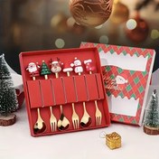 Resim 4/6 adet Noel Parti Mutfak Eşyaları Seti - Sevimli Karikatür Figürleri, Dondurma, Kahve Kaşığı ile Paslanmaz Çelik Kaşıklar, Noel Hediyesi 