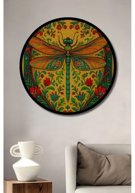 Resim Görkemli Yemyeşil Yöresel Sanat Görünümlü Ahşap Tablo Yuvarlak Duvar Tablosu Çerçeve Görünümlü-79-962--- 30 X 30 