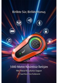 Resim Q08 2x Motosiklet Kask İnterkom Kulaklık 2 Kişi Eşleşme, 1000 M Mesafe, Su Geçirmez 