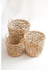 Resim Acar Klen 3 Lü Hasır Çamaşır Sepeti Kahverengi 