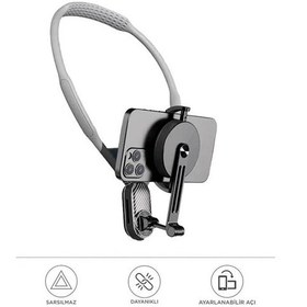 Resim Vtn-058 360 Derece Ayarlanabilir Boyun Askılı Manyetik Telefon Tutucu Gri 