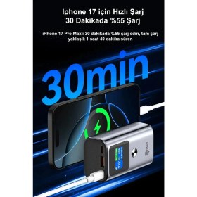Resim Intouch 10.000 mAh Ultra Hızlı Şarj 55W TFT Ekranlı Powerbank Premium Serisi 