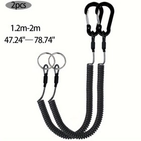 Resim 2'li Paket Silikon Balıkçılık Kayışları, 1.2m-2m Ayarlanabilir Ağır Hizmet Geri Çekilebilir Güvenlik İpi Kayışı, TPU Malzeme, Dağcılık, Botla Seyahat, Kano, Kamp İçin - Günlük Stil, Çakmak Çubuğu Dahil Değil 