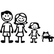 Resim Tekir Kedi Ve Ailesi Duvar Dekor Sticker 40 X 24 Cm 