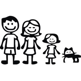 Resim Tekir Kedi Ve Ailesi Duvar Dekor Sticker 40 X 24 Cm 