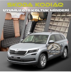 Resim Skoda Kodiaq Antrasit Renk Tay Tüyü Cepli & Terletmez Sırtlı Oto Koltuk Minder Seti - Koltuk Koruma Kılıfı Ön & Arka Tam Set 