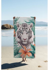 Resim Dijital Baskı Plaj Deniz Havlusu Kaplan Desenli Peştamal Hvl0130 Renkli 