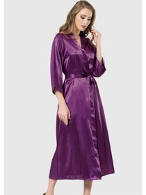 Resim Aria's Closet Arias Closet Mor Uzun Saten Sabahlık Mor 