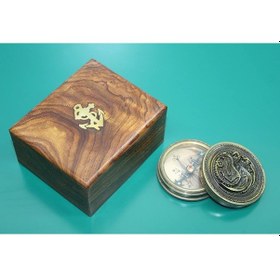 Resim Ahşap Kutulu Pirinç Pusula 16223 - 9004806777051ynt 