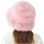 Resim Sahte Kürk Kadın Kışlık Kova Şapka Soğuktan Sıcak Koruma Balıkçı Şapkası Kadınlar İçin Şık Kışlık Şapka Kışlık Şapka-e 