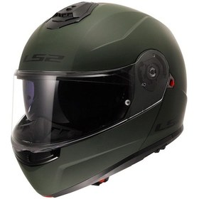 Resim Ls2 Strobe 2 Çene Açılır Motosiklet Kaskı Mat Yeşil 