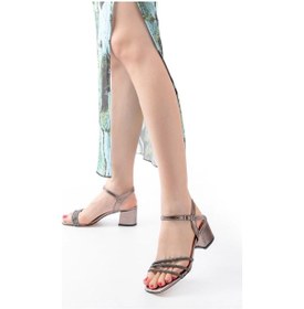 Resim No8 Home S-889 Platin 3 Bantlı Topuklu Kadın Ayakkabı Çok Renkli 