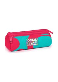 Resim Coral High Neon Mercan Turkuaz Desenli Üç Bölmeli Kalem Çantası 11185 Neon Mercan 