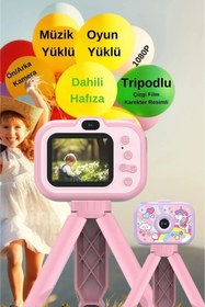 Resim Zineets Tripodlu Mini 1080p Hd Çocuk Kamera Ve Akıllı Bileklik Seti Dijital Fotoğraf Makinesi 