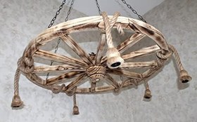 Resim Ahşap Halatlı Teker Avize 100 cm. 5'li Serbest Sarkıtlı 