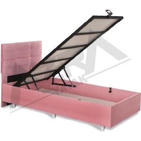 Resim Nero Tek Kişilik Baza Basic Başlık Pembe %100 Çelik+ Mdf 90 x 190 CM 