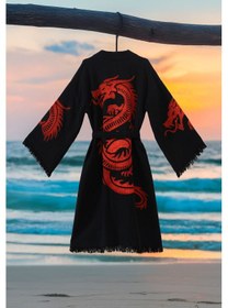 Resim Varol Organik %100 Pamuk Kimono Yaka Sabalık Bornoz - Viserion Kırmızı 