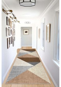 Resim West Home Makinede Yıkanabilir Kaymaz Taban Leke Tutmaz Modern Kesme Yolluk Mutfak Yolluk Halı Yolluk Wh 447 Sand Yolluk 