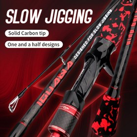 Resim Rollfish Yavaş Jig Çubuğu - 1.8m Karbon Fiber Balıkçılık Çubuğu, Tuzlu Su için, ML MH Güç Seviyesi Fırlatma ve Döndürme, Ergonomik Tutuş, Kırmızı Kamuflaj Tasarım, Sevgililer Günü ve Babalar Günü Hediye İdeali 