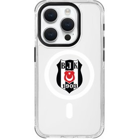 Resim Beşiktaş Magsafe Logo Şeffaf Telefon Kılıfı - iPhone 15 Pro 