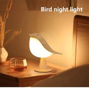 Resim 1 adet Art Deco Tarzı Kuş LED Masa Lambası, 3 Seviyeli Ayarlanabilir Dokunma Kontrollü Gece Lambası, Şarj Edilebilir Lityum Pili, Plastik Freestanding Masa Lambası ile USB Kablosu, Çeşitli Oda Tipleri için Hayvan Temalı - Akçaağaç Rengi 