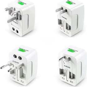 Resim Techmore Evrensel Seyahat Adaptörü, Priz Çevirici Dönüştürücü, 150+ Ülke Uyumlu, Tip A/B/C/G/I, Beyaz, Kompakt Tasarım 