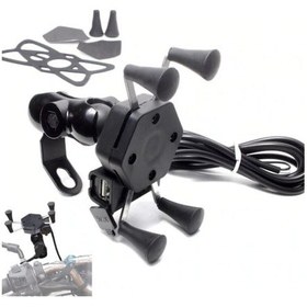 Resim Usb Şarjlı Ayna Bağlantılı Motosiklet Telefon Tutucu Motor Tutaca 