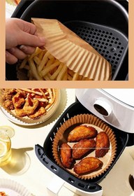 Resim LOVYCO Büyük Boy Fritöz Pişirme Kağıdı Air Fryer Xl-xxl Tüm Markalara Uygun Yuvarlak Tabak Model 50 Adet 