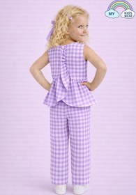 Resim My Kids Wear Kız Çocuk Pötikareli Peplum Bluz ve Pantolon Takımı 12694 