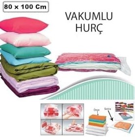 Resim 2 Adet Büyük Boy 80 Cm X 100 Cm Vakumlu Poşet Vakumlu Hurç Vakumlu Torba Yorgan Yastık Saklama Hurcu 