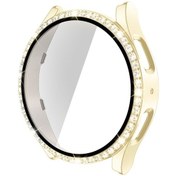 Resim Samsung Galaxy Uyumlu Watch5 İçin 40mm Tek Sıralı Elmas Pc Cam Saat Kılıfı Altın 