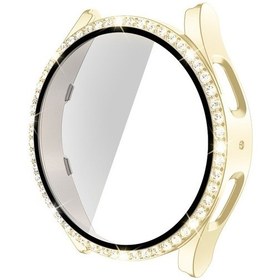 Resim Samsung Galaxy Uyumlu Watch5 İçin 40mm Tek Sıralı Elmas Pc Cam Saat Kılıfı Altın 