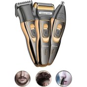 Resim DEMPOWER Dp-03 3 Başlıklı Tıraş Makinesi Gold-Siyah Detaylı 