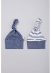 Resim Organicera Organik Yenidoğan Şapka, 2 Li Set , Indigo Melange İndigo 