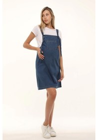 Resim Luvmabelly Myra6301 Kot Hamile Jile Elbise -mavi-mavi 