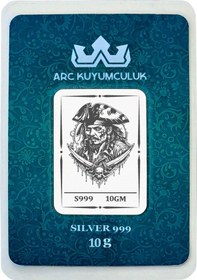 Resim Hediyeye Özel 10 Gram Jack Sparrow Temalı 999 Ayar Gümüş İle Üretilmiş Gümüş Külçesi-732 