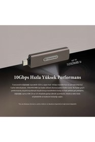 Resim transcend ESD320A USB 10Gbps 1050/950MB/s Gizlenebilir Başlıklı Taşınabilir Metal Kasa SSD 