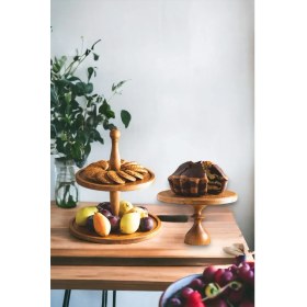 Resim Justwood Justwood 2 Li 2 Katlı Kek Stantı ve 25/14 cm Mummy Pasta Sunumluk Seti 