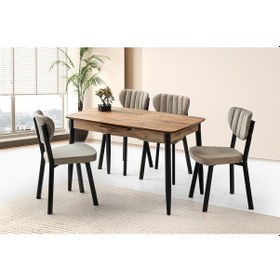 Resim Madrid Masa, Çakıl Sandalye, Dışbudak, 120x70 Açık Ceviz 